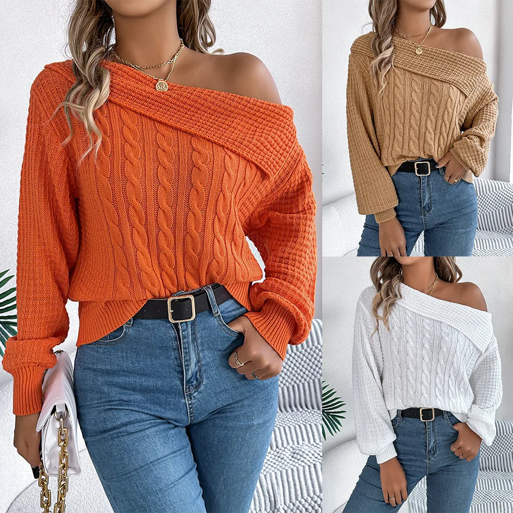 Breeze gebreide off-shoulder trui