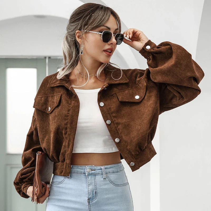 Ashbourne bijgesneden corduroy jas