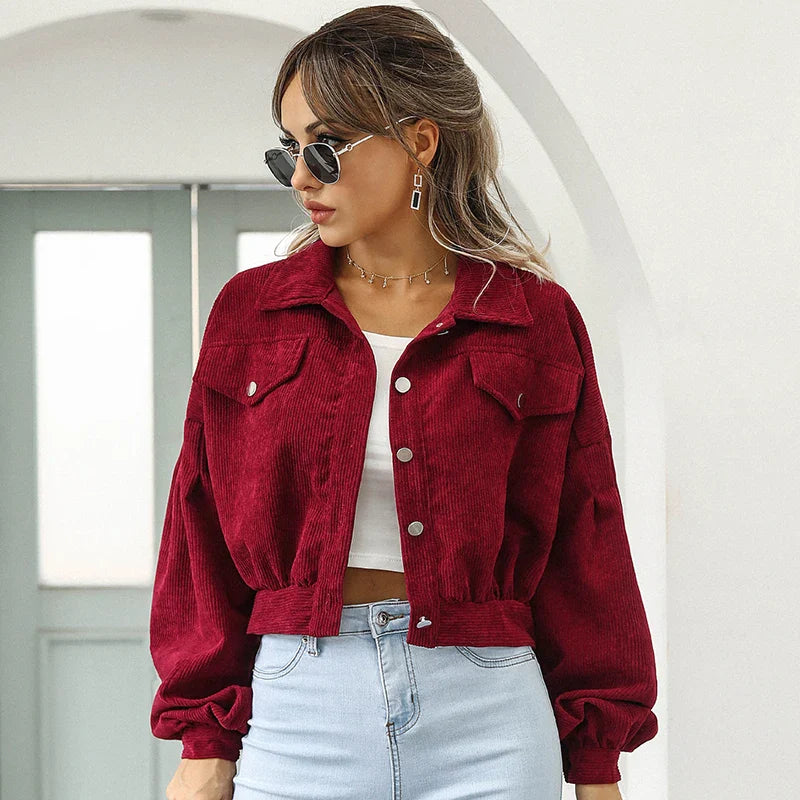 Ashbourne bijgesneden corduroy jas