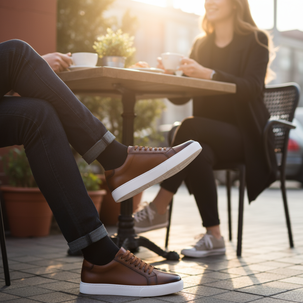 Westbridge lederen low-tops